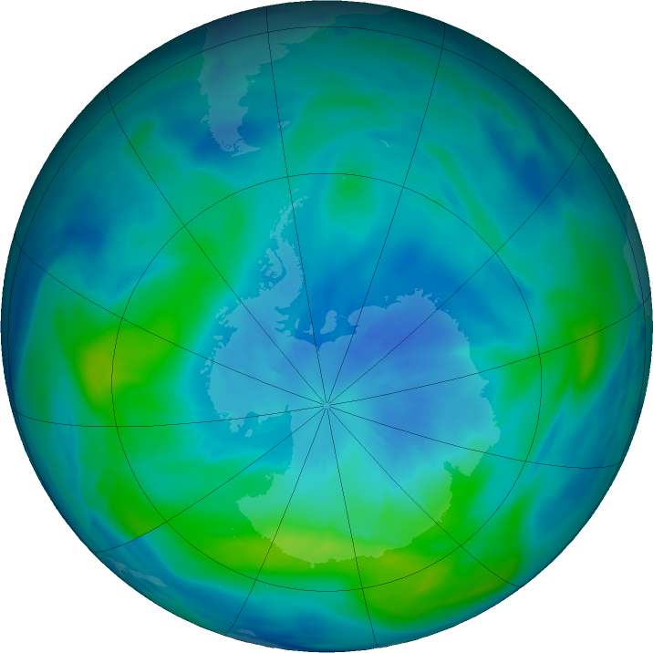 Antarctic ozone map for 24 March 2017